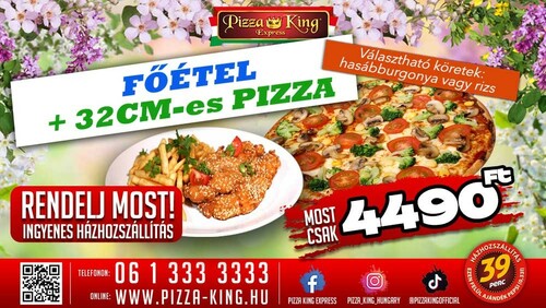 Pizza King 3 - Pizza és Főétel ajánlat - Szuper ajánlat - Online order